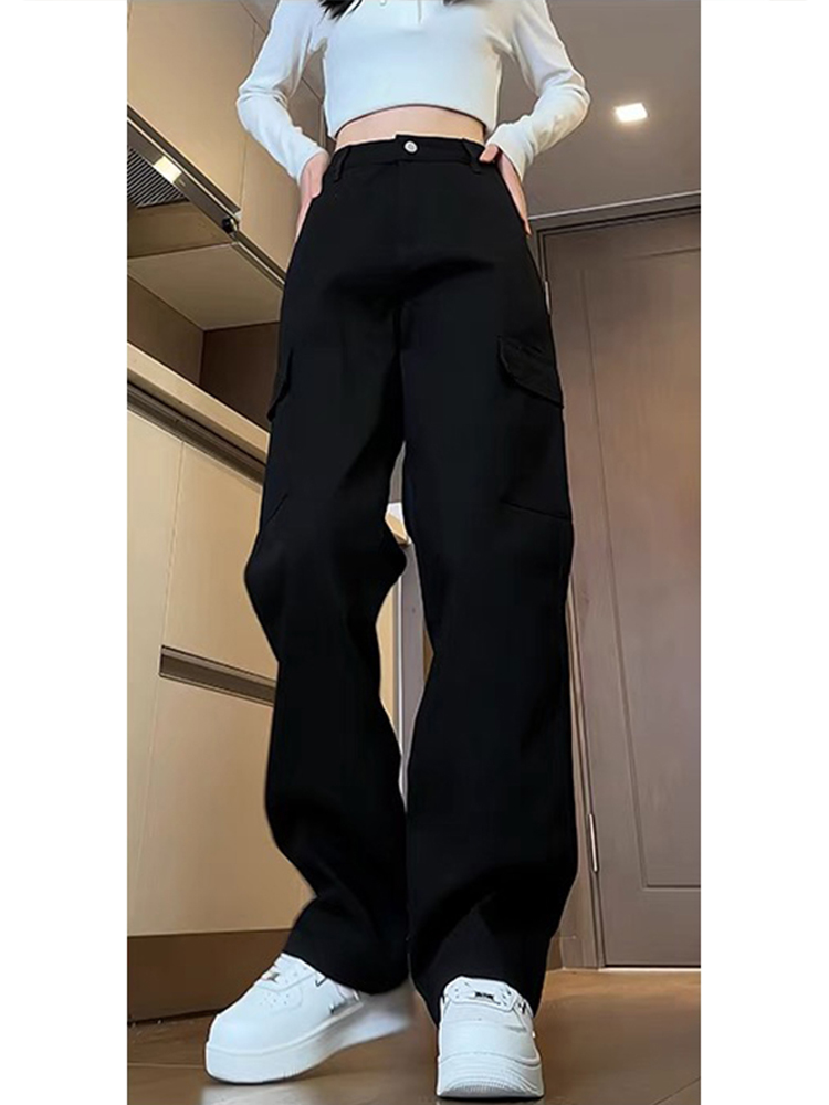 High-Waisted Black Denim Jeans for Women, American-Style Workwear, Slimming Loose Straight-Leg Wide-Leg Casual Pants High-Waisted Black Denim Jeans for Women, American-Style Workwear, Slimming Loose Straight-Leg Wide-Leg Casual Pants