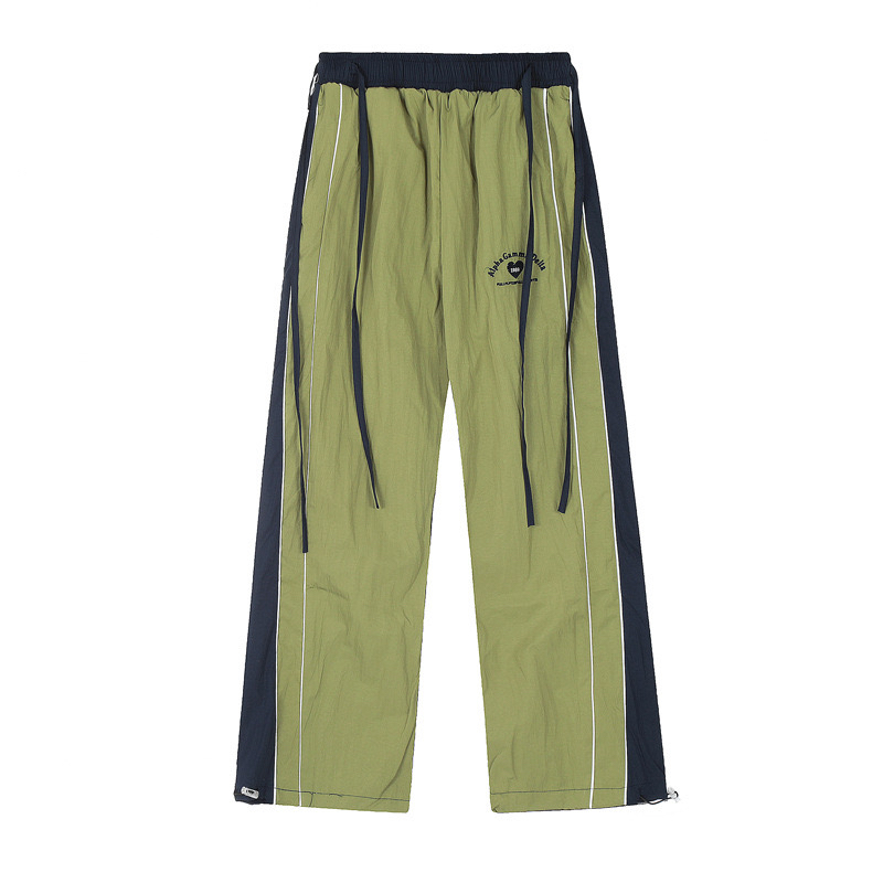 High-Waisted Color-Blocking Jazz Pants for Women - Retro Loose Wide-Leg Tapered Two-Way Straight Design, American Style High-Waisted Color-Blocking Jazz Pants for Women - Retro Loose Wide-Leg Tapered Two-Way Straight Design, American Style