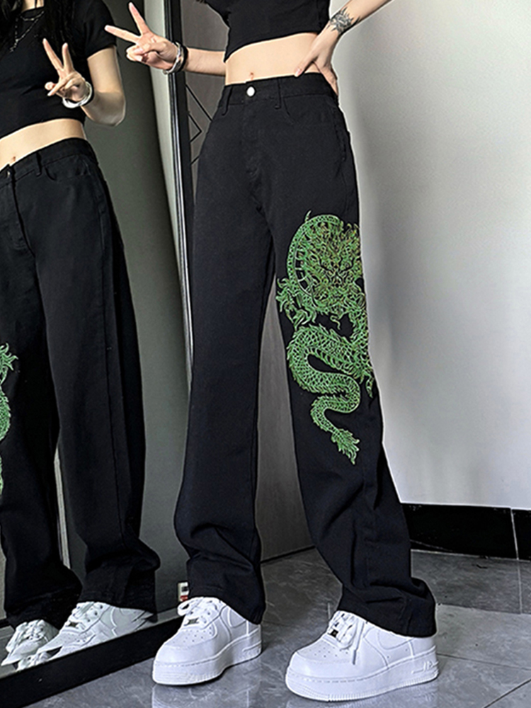 High-Waisted Embroidered Jeans for Women - American Style High Street Trend, Slimming, Versatile Casual Straight-Leg Wide-Leg Pants High-Waisted Embroidered Jeans for Women - American Style High Street Trend, Slimming, Versatile Casual Straight-Leg Wide-Leg Pants