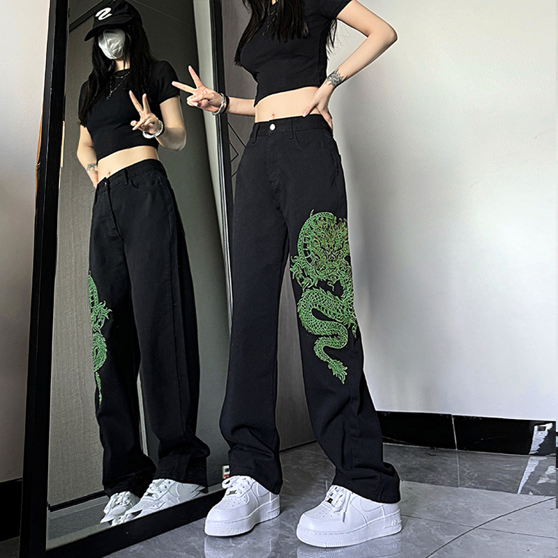 High-Waisted Embroidered Jeans for Women - American Style High Street Trend, Slimming, Versatile Casual Straight-Leg Wide-Leg Pants High-Waisted Embroidered Jeans for Women - American Style High Street Trend, Slimming, Versatile Casual Straight-Leg Wide-Leg Pants