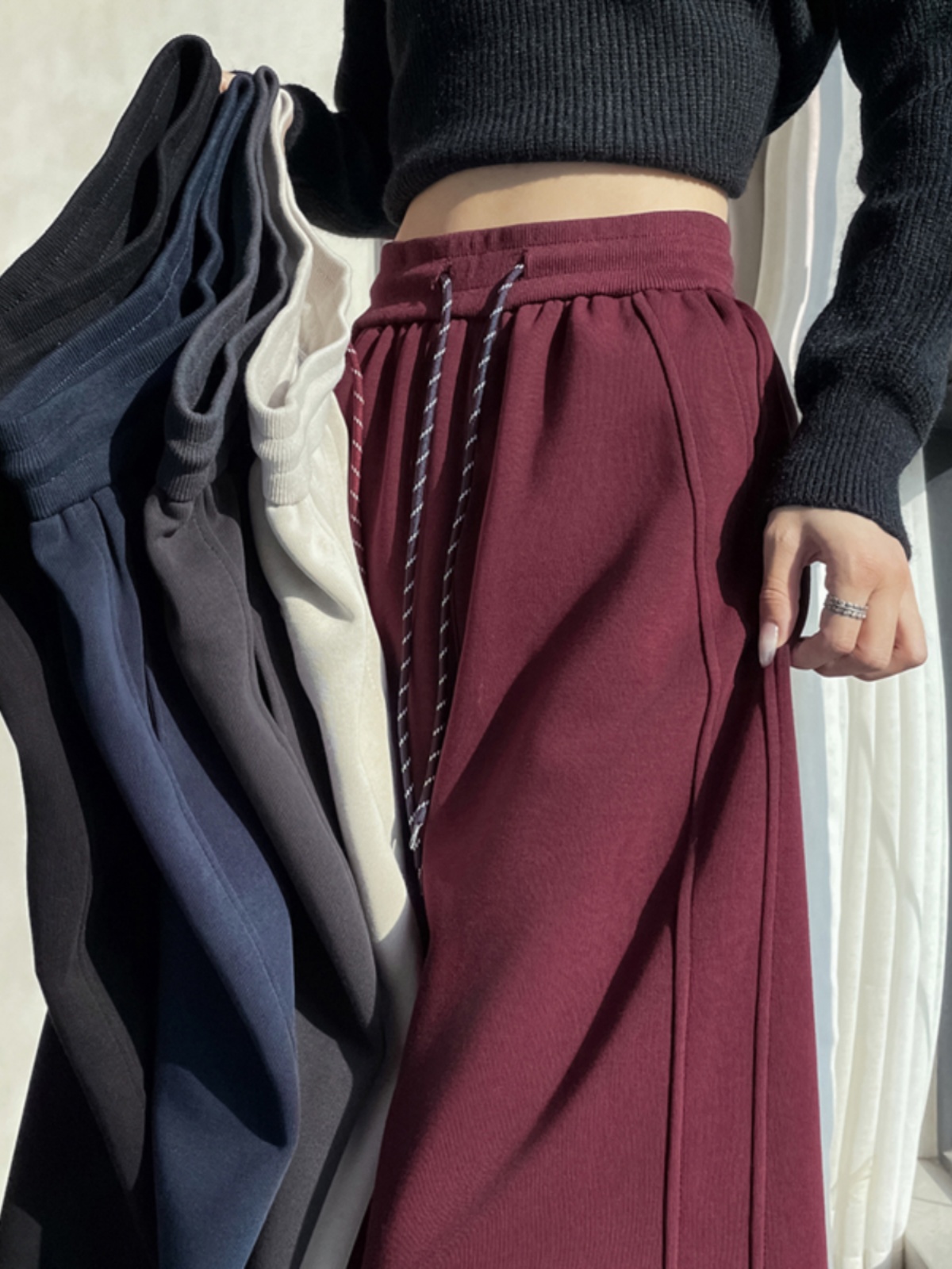 High-Waisted Fleece Wide-Leg Jazz Pants for Women - Hip-Hop Street Dance Banana Trousers, American Style Sportswear High-Waisted Fleece Wide-Leg Jazz Pants for Women - Hip-Hop Street Dance Banana Trousers, American Style Sportswear