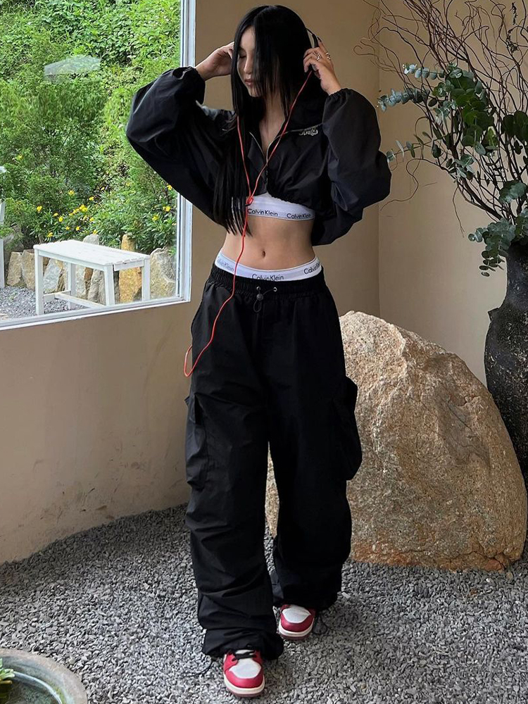 High-Waisted Long Sleeve Zipper Top & Embroidered Loose Pants Set - Casual Autumn Fashion for Women High-Waisted Long Sleeve Zipper Top & Embroidered Loose Pants Set - Casual Autumn Fashion for Women