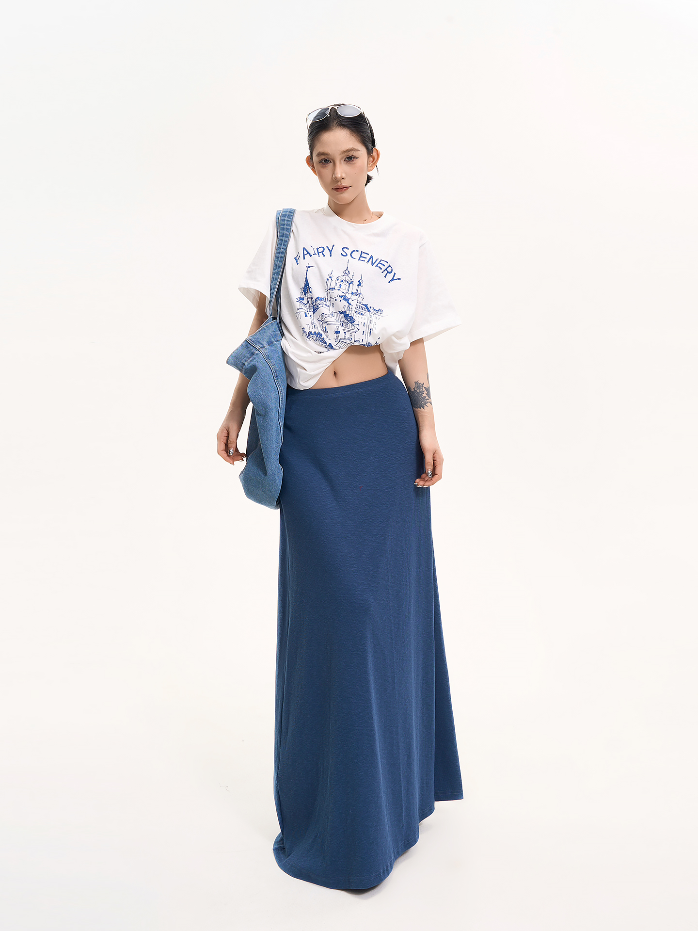 High-Waisted Loose A-Line Long Skirt for Women - Summer Korean Style Versatile Slim Fit Half Skirt