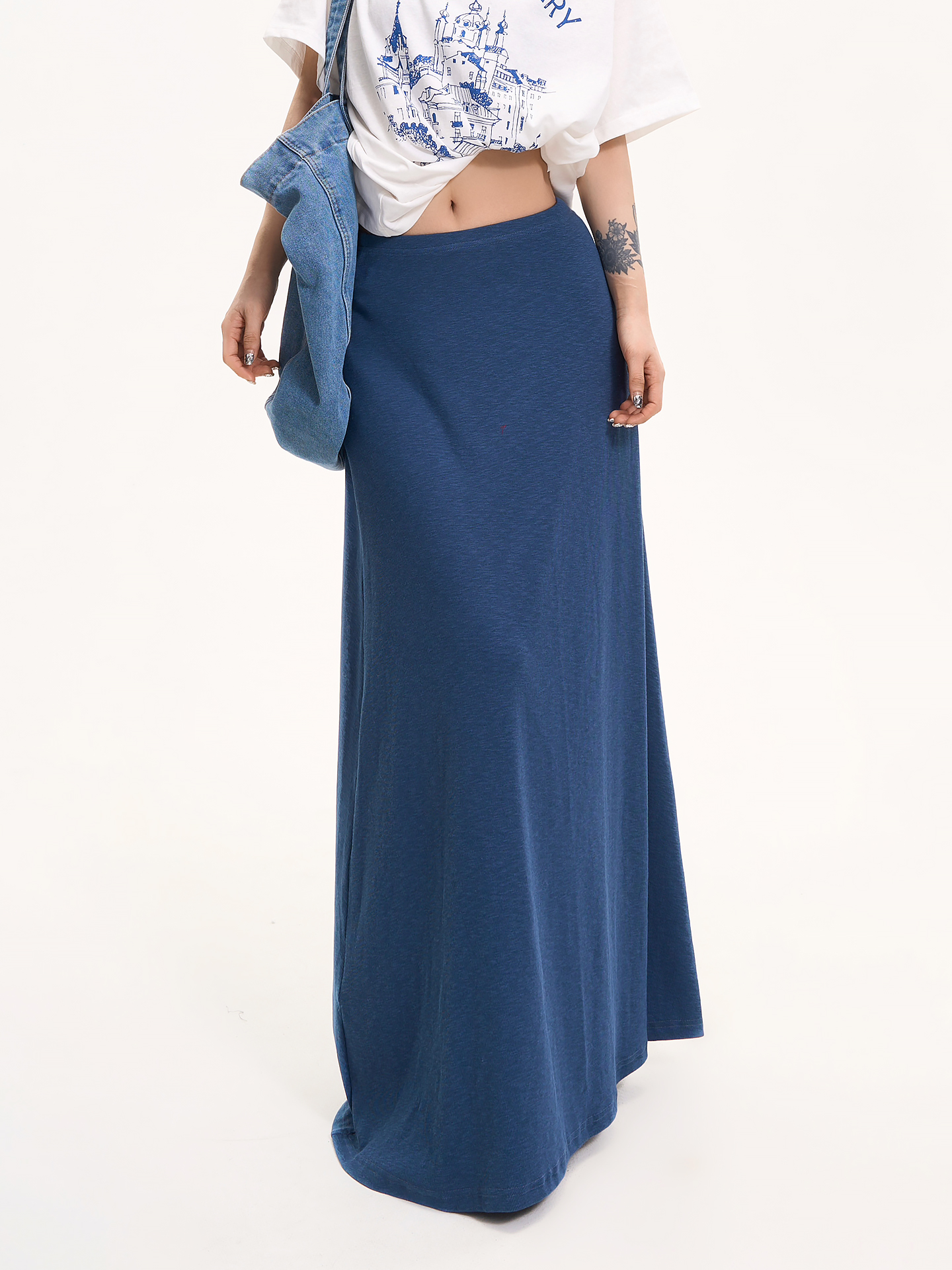 High-Waisted Loose A-Line Long Skirt for Women - Summer Korean Style Versatile Slim Fit Half Skirt