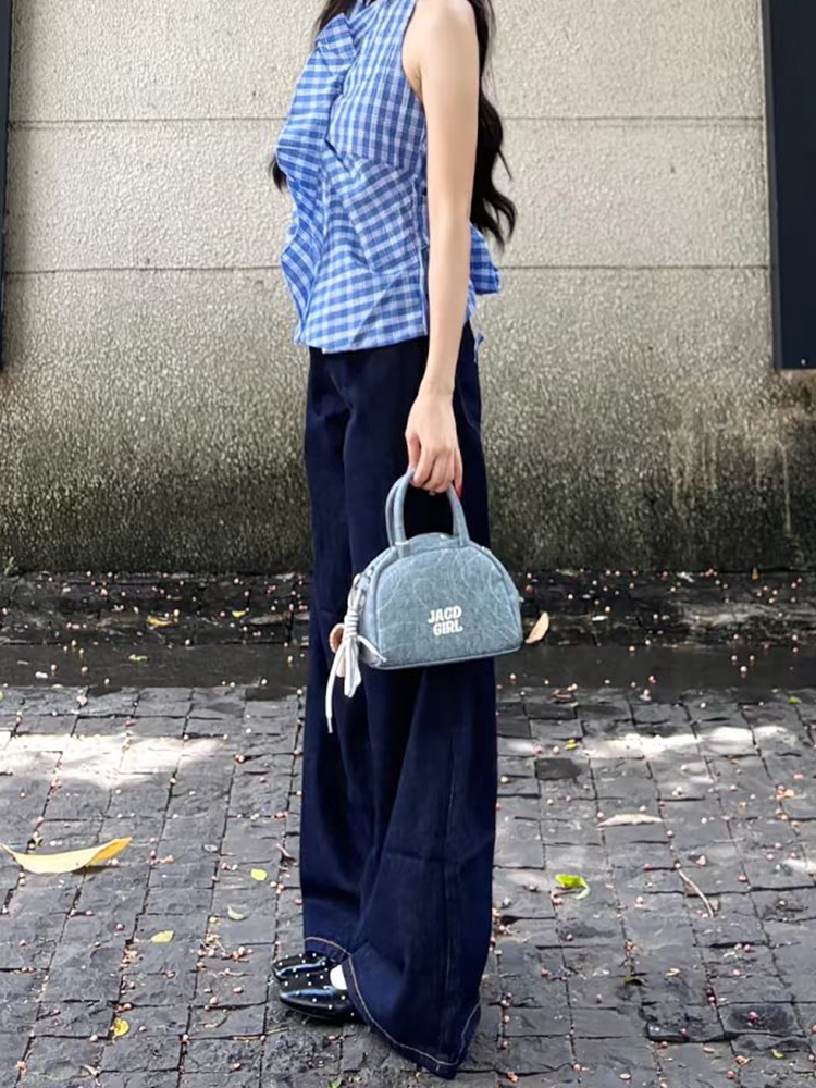 High-Waisted Loose Wide-Leg Deep Blue Tencel Jeans for Women - Retro American Style Summer Pants High-Waisted Loose Wide-Leg Deep Blue Tencel Jeans for Women - Retro American Style Summer Pants