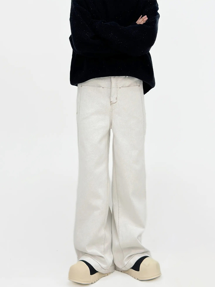 High-Waisted Loose Wide-Leg Denim Pants for Men - American Style Solid Color Versatile Korean Fashion Floor-Length Trousers High-Waisted Loose Wide-Leg Denim Pants for Men - American Style Solid Color Versatile Korean Fashion Floor-Length Trousers