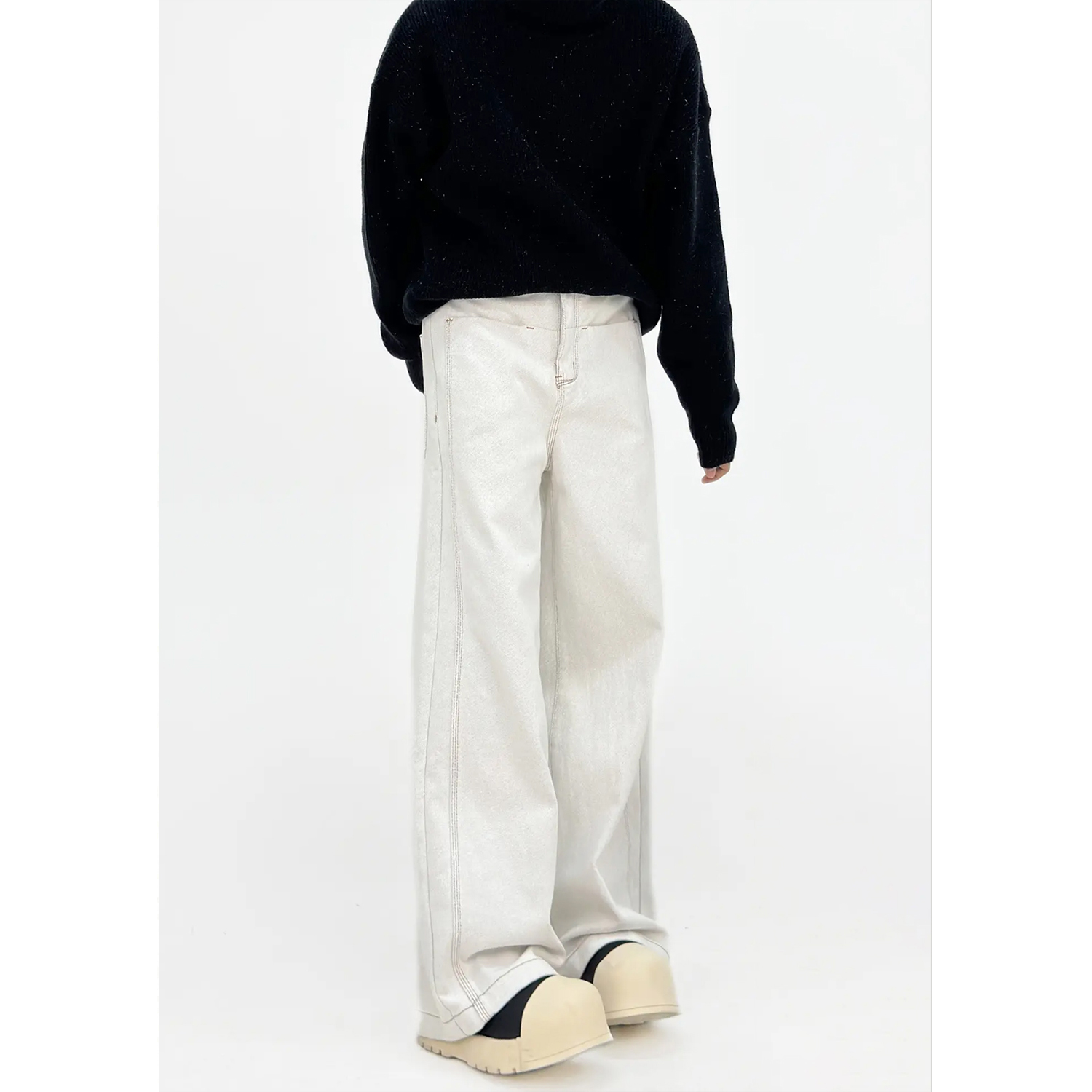 High-Waisted Loose Wide-Leg Denim Pants for Men - American Style Solid Color Versatile Korean Fashion Floor-Length Trousers