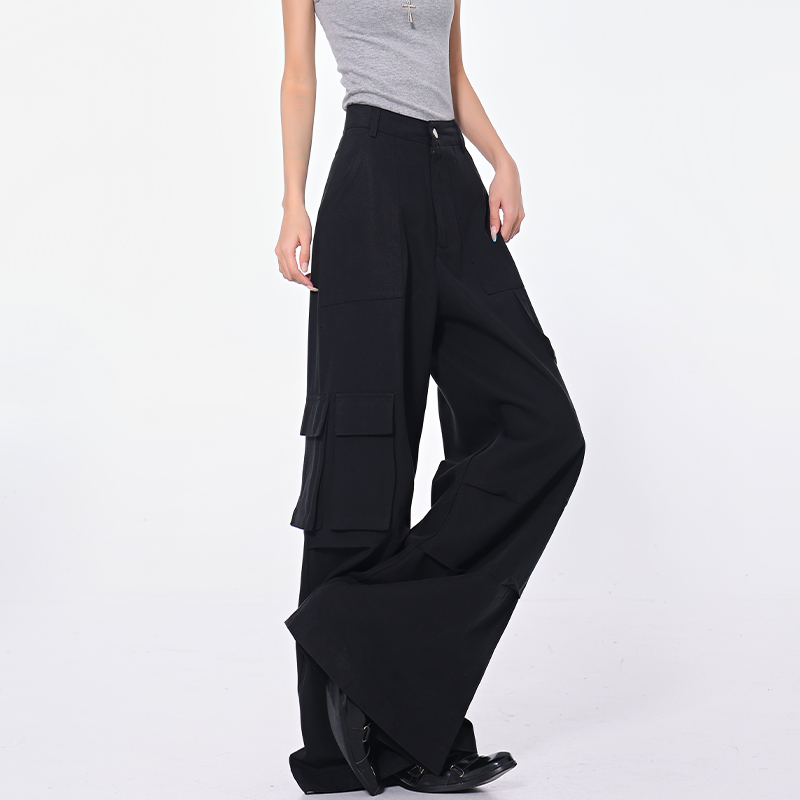 High-Waisted Pleated Multi-Pocket Denim Pants for Women - Vintage American Workwear Casual Trousers High-Waisted Pleated Multi-Pocket Denim Pants for Women - Vintage American Workwear Casual Trousers