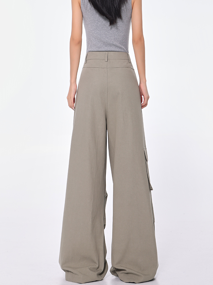 High-Waisted Pleated Multi-Pocket Denim Pants for Women - Vintage American Workwear Casual Trousers High-Waisted Pleated Multi-Pocket Denim Pants for Women - Vintage American Workwear Casual Trousers