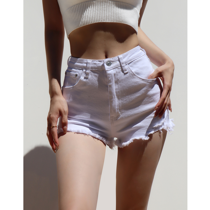 High-Waisted Retro Ripped Frayed Denim Shorts for Women - Sexy Slim Fit Hot Pants in European and American Style