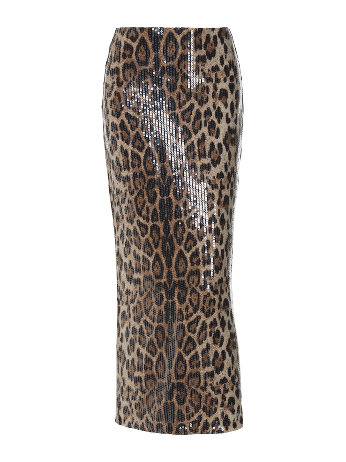 High-Waisted Slim Fit Leopard Print Reflective Patch Split Hem Long Skirt - European American Instagram Style Fashion High-Waisted Slim Fit Leopard Print Reflective Patch Split Hem Long Skirt - European American Instagram Style Fashion