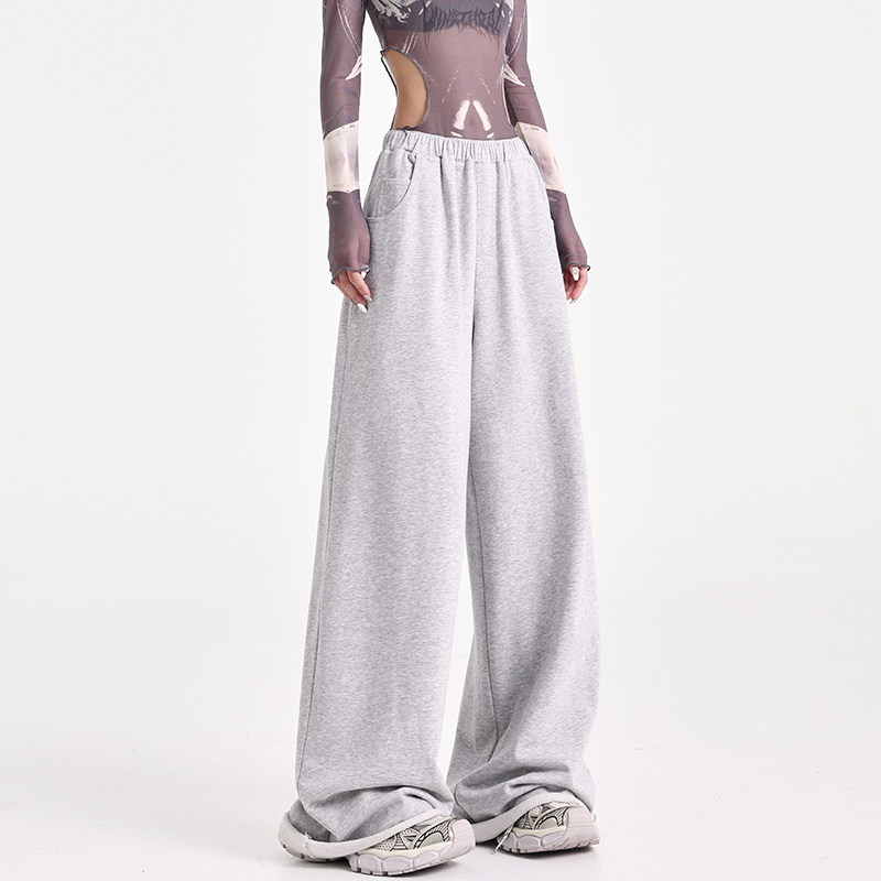 High-Waisted Straight Leg Cuffed Casual Pants for Tall Individuals - Loose Fit Sports Pants in Trendy American Style High-Waisted Straight Leg Cuffed Casual Pants for Tall Individuals - Loose Fit Sports Pants in Trendy American Style