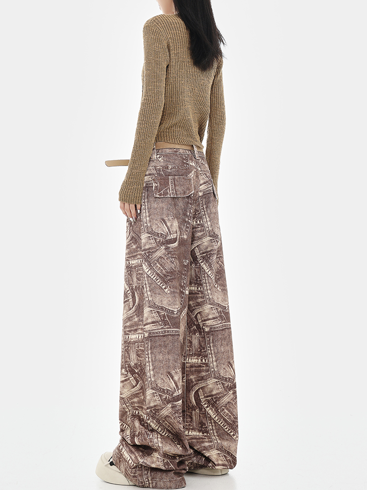 High-Waisted Straight-Leg Vintage Tie-Dye Print Jeans for Women - Early Autumn Wide-Leg Fashion Pants High-Waisted Straight-Leg Vintage Tie-Dye Print Jeans for Women - Early Autumn Wide-Leg Fashion Pants