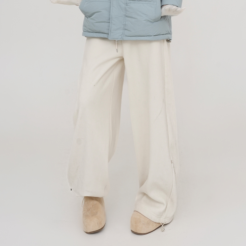 High-Waisted Thickened Straight Wide-Leg Pants for Women - Solid Color Loose Floor-Length Trousers in Korean Style for Autumn/Winter High-Waisted Thickened Straight Wide-Leg Pants for Women - Solid Color Loose Floor-Length Trousers in Korean Style for Autumn/Winter