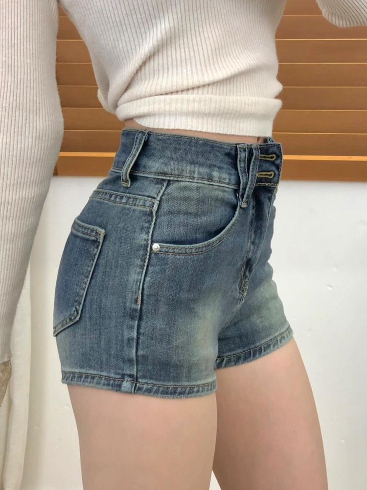 High-Waisted Vintage Distressed Denim Shorts for Women - Slim-Fit Stretchy Hot Pants for Summer Fashion High-Waisted Vintage Distressed Denim Shorts for Women - Slim-Fit Stretchy Hot Pants for Summer Fashion