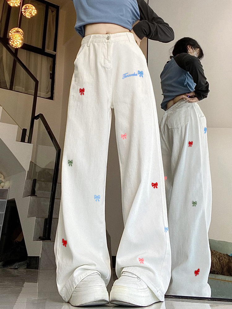 High-Waisted White Wide-Leg Jeans for Women - American Style Loose Straight-Leg Summer 2025 Fashion Pants High-Waisted White Wide-Leg Jeans for Women - American Style Loose Straight-Leg Summer 2025 Fashion Pants