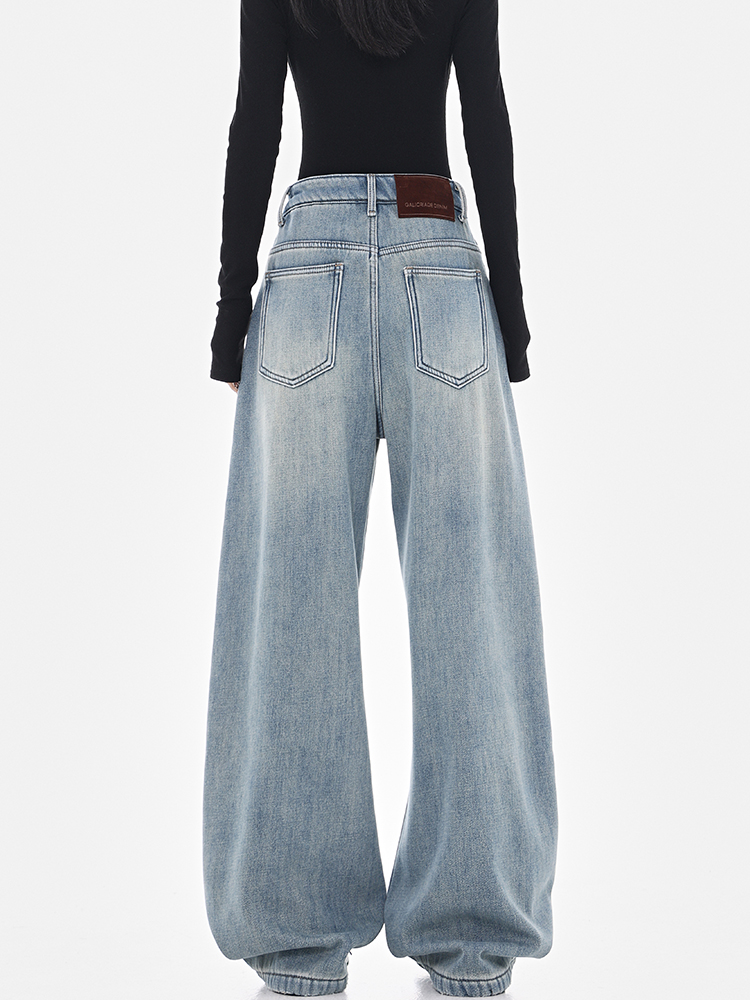 High-Waisted Wide-Leg Cargo Jeans for Women - American Style High Street Loose Banana Pants, Trendy Curved Knife Design High-Waisted Wide-Leg Cargo Jeans for Women - American Style High Street Loose Banana Pants, Trendy Curved Knife Design