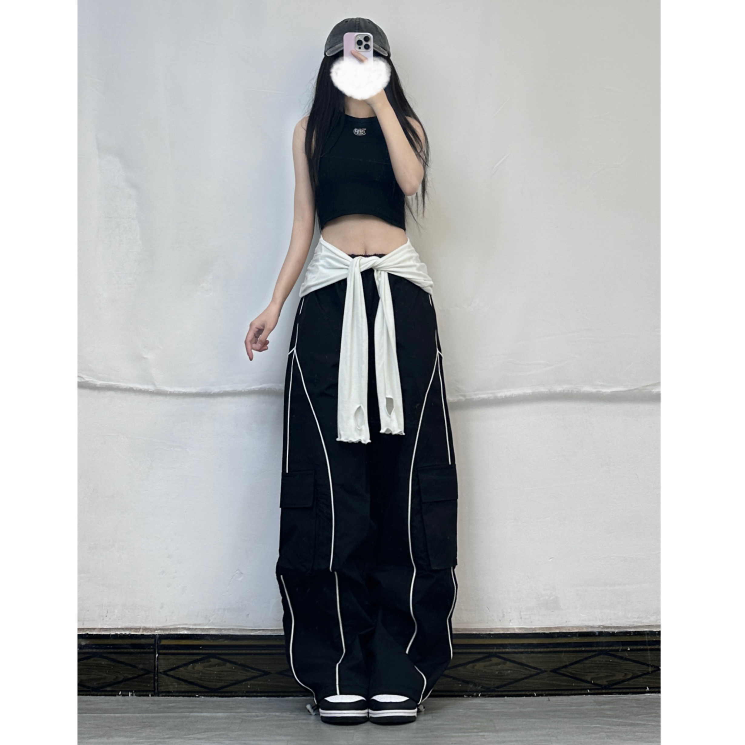 High-Waisted Wide-Leg Cargo Pants for Women - Vintage American Style Quick-Dry Jazz Dance Pants - Summer Casual Streetwear High-Waisted Wide-Leg Cargo Pants for Women - Vintage American Style Quick-Dry Jazz Dance Pants - Summer Casual Streetwear