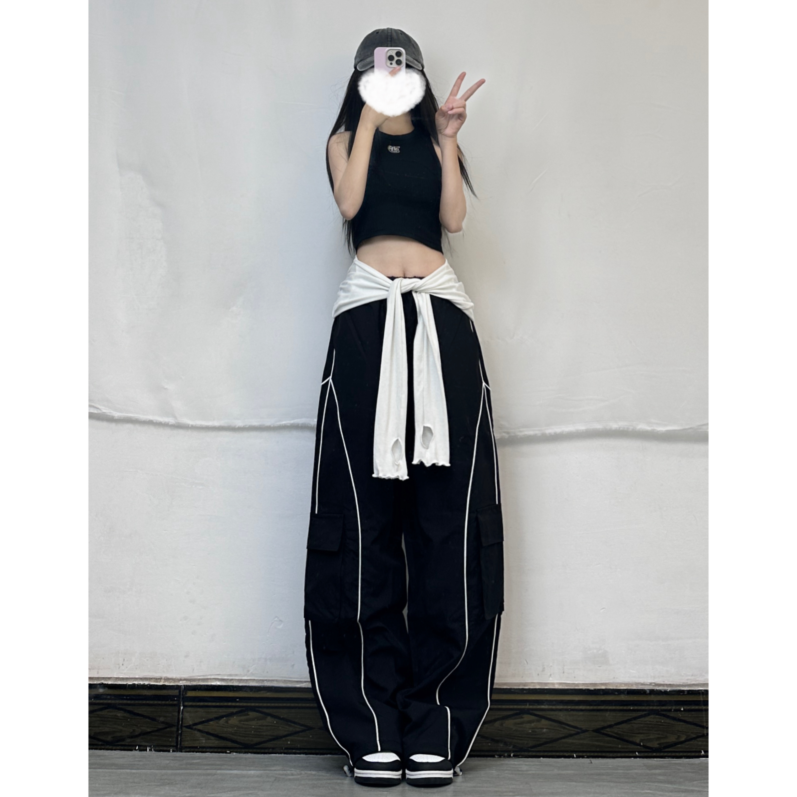 High-Waisted Wide-Leg Cargo Pants for Women - Vintage American Style Quick-Dry Jazz Dance Pants - Summer Casual Streetwear High-Waisted Wide-Leg Cargo Pants for Women - Vintage American Style Quick-Dry Jazz Dance Pants - Summer Casual Streetwear