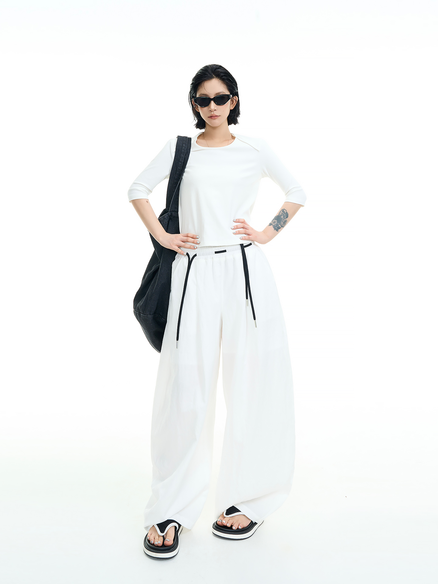 High-Waisted Wide-Leg Casual Pants for Women - Summer Korean Style Loose Floor-Length Trousers High-Waisted Wide-Leg Casual Pants for Women - Summer Korean Style Loose Floor-Length Trousers