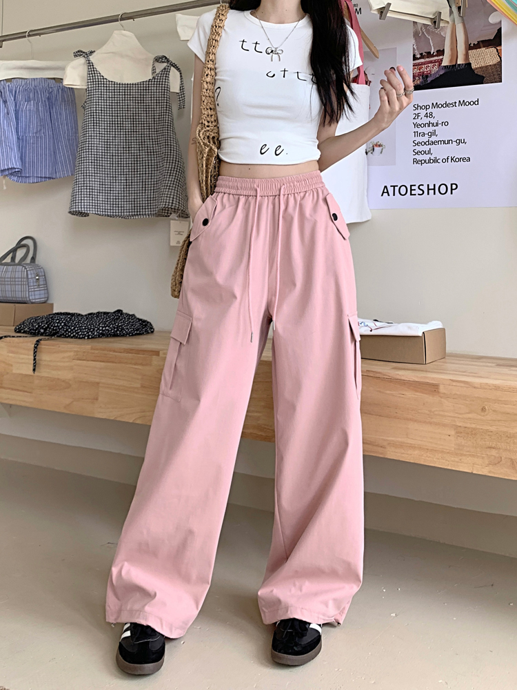 High-Waisted Wide-Leg Jogger Pants for Petite Women - American Style Spicy Girl Jazz Dance Outfit