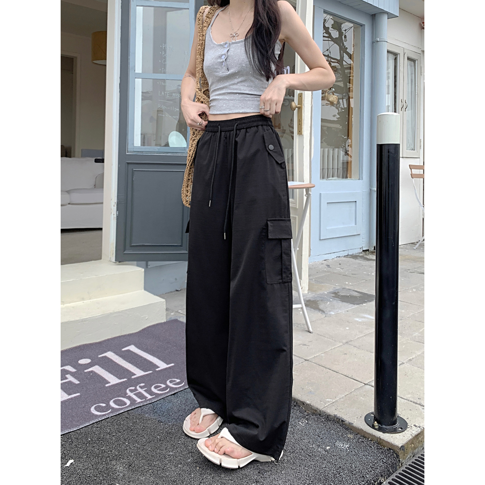 High-Waisted Wide-Leg Jogger Pants for Petite Women - American Style Spicy Girl Jazz Dance Outfit