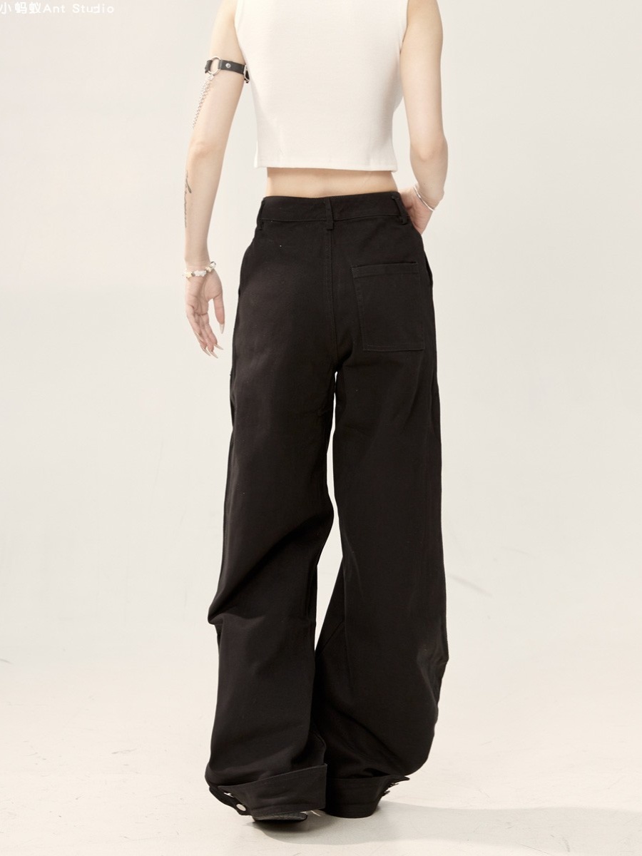 High-Waisted Wide-Leg Pants for Women - Vintage Chic Black Jeans, Loose Fit, Autumn Style, Spicy High Street Trendy Fashion High-Waisted Wide-Leg Pants for Women - Vintage Chic Black Jeans, Loose Fit, Autumn Style, Spicy High Street Trendy Fashion