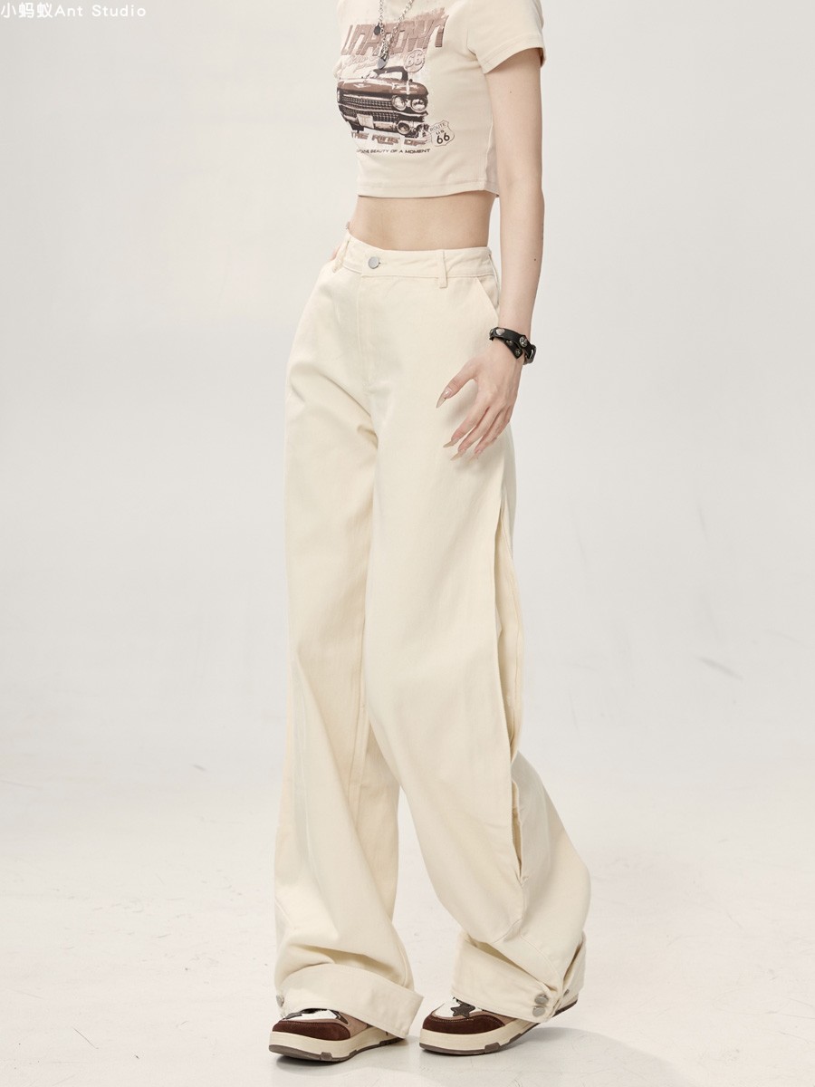 High-Waisted Wide-Leg Pants for Women - Vintage Chic Black Jeans, Loose Fit, Autumn Style, Spicy High Street Trendy Fashion High-Waisted Wide-Leg Pants for Women - Vintage Chic Black Jeans, Loose Fit, Autumn Style, Spicy High Street Trendy Fashion