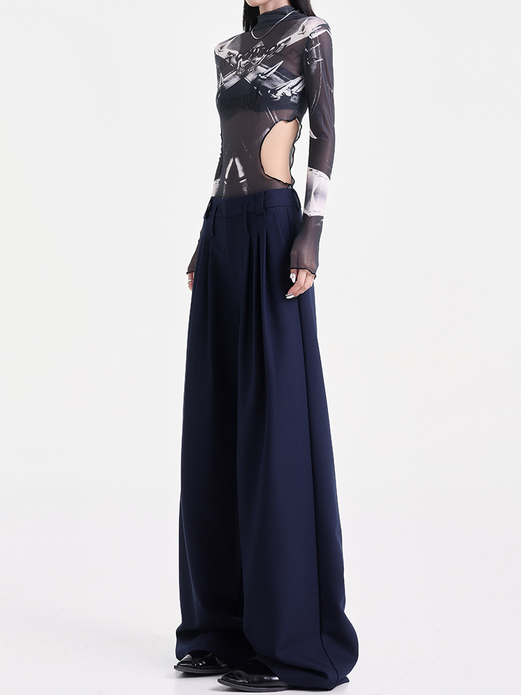 High-Waisted Wide-Leg Suit Pants for Women - Casual Pleated Floor-Length Trousers - Stylish Autumn Fashion High-Waisted Wide-Leg Suit Pants for Women - Casual Pleated Floor-Length Trousers - Stylish Autumn Fashion