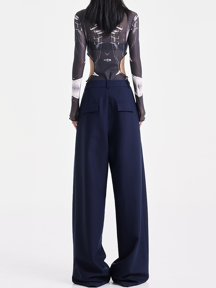 High-Waisted Wide-Leg Suit Pants for Women - Casual Pleated Floor-Length Trousers - Stylish Autumn Fashion High-Waisted Wide-Leg Suit Pants for Women - Casual Pleated Floor-Length Trousers - Stylish Autumn Fashion