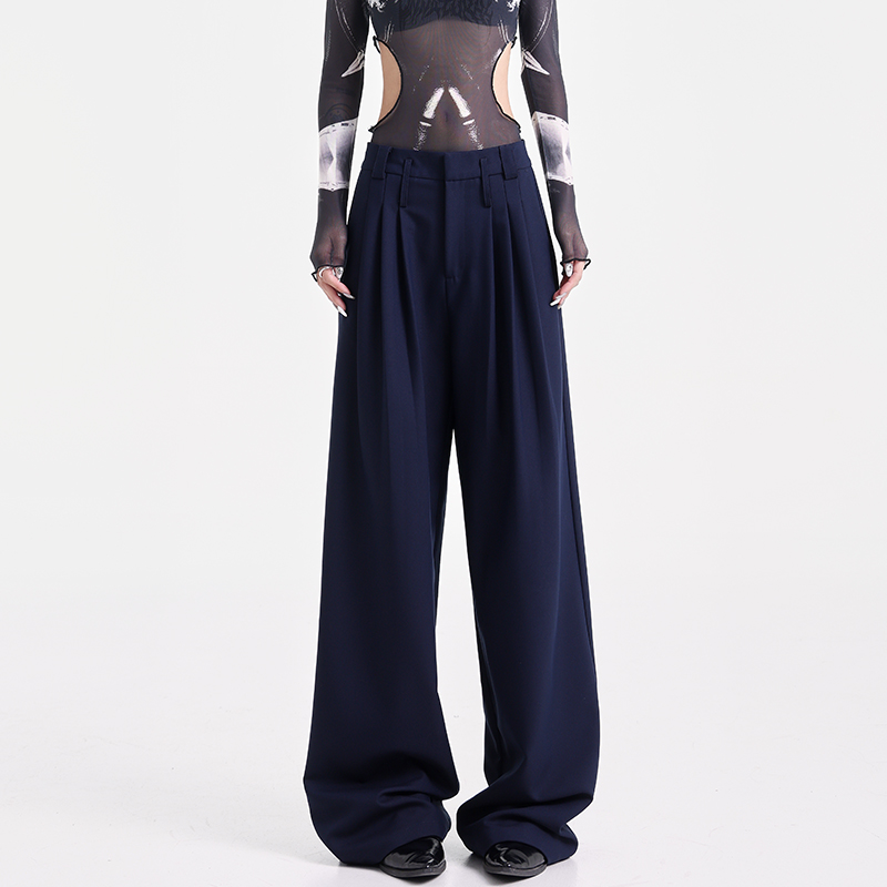 High-Waisted Wide-Leg Suit Pants for Women - Casual Pleated Floor-Length Trousers - Stylish Autumn Fashion High-Waisted Wide-Leg Suit Pants for Women - Casual Pleated Floor-Length Trousers - Stylish Autumn Fashion