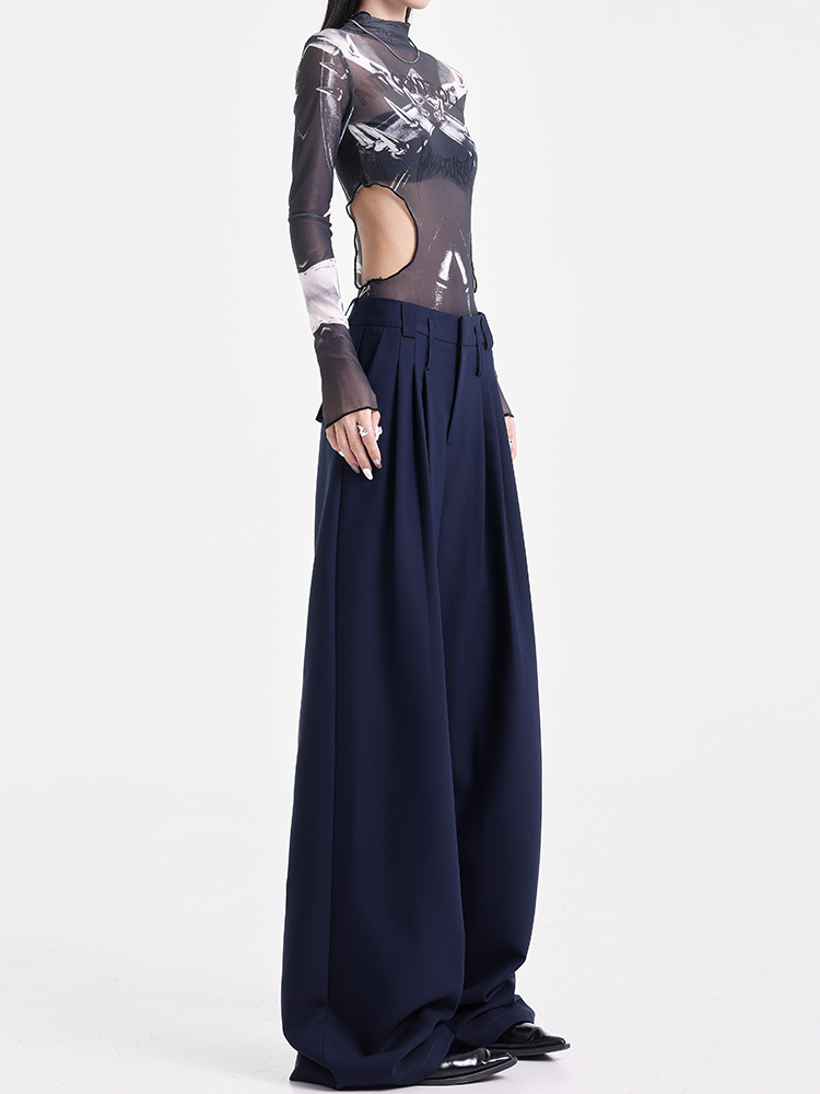 High-Waisted Wide-Leg Suit Pants for Women - Casual Pleated Floor-Length Trousers - Stylish Autumn Fashion High-Waisted Wide-Leg Suit Pants for Women - Casual Pleated Floor-Length Trousers - Stylish Autumn Fashion