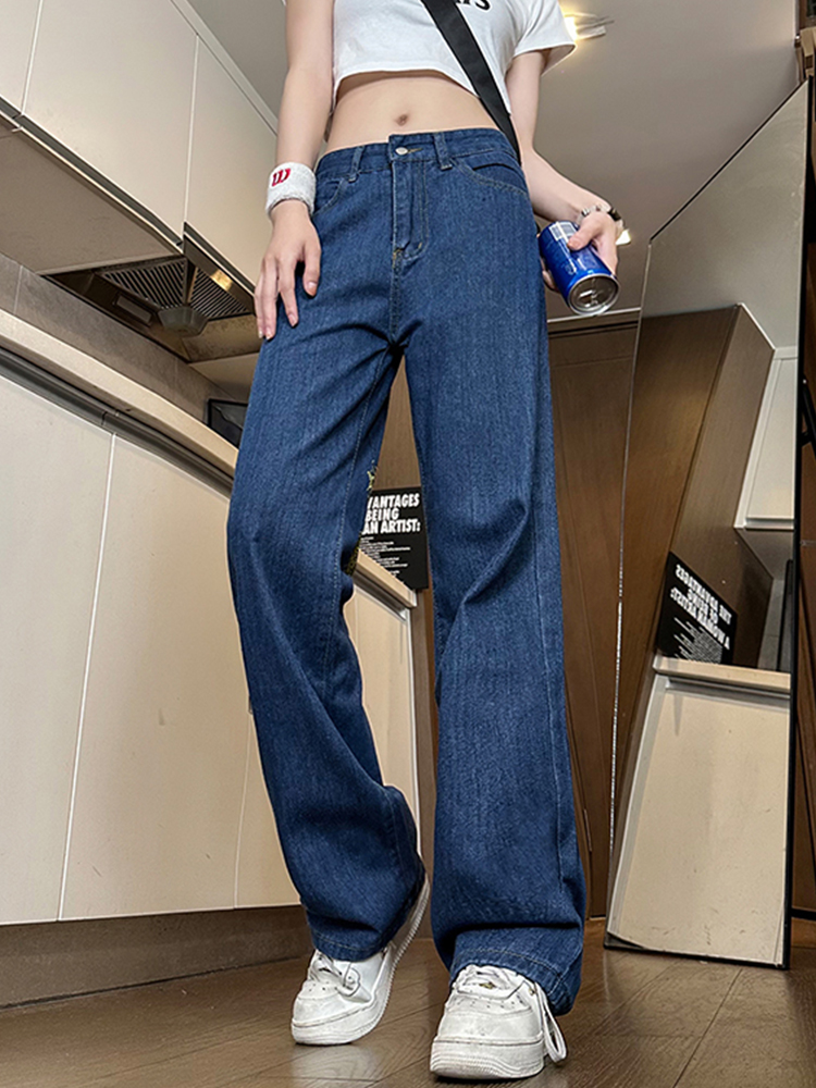 High-Waisted Wide-Leg Women's Jeans with Retro Embroidery - American High Street Style, Slim Loose Fit, Trendy Fashion Pants High-Waisted Wide-Leg Women's Jeans with Retro Embroidery - American High Street Style, Slim Loose Fit, Trendy Fashion Pants