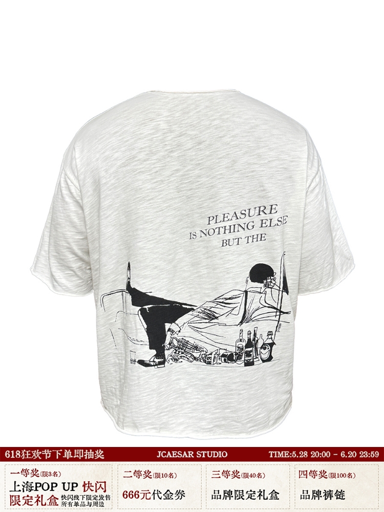 Holiday Carnival Short Sleeve Bamboo Cotton T-Shirt with Rolled Cuffs - Casual Y2K Wide Fit Tee