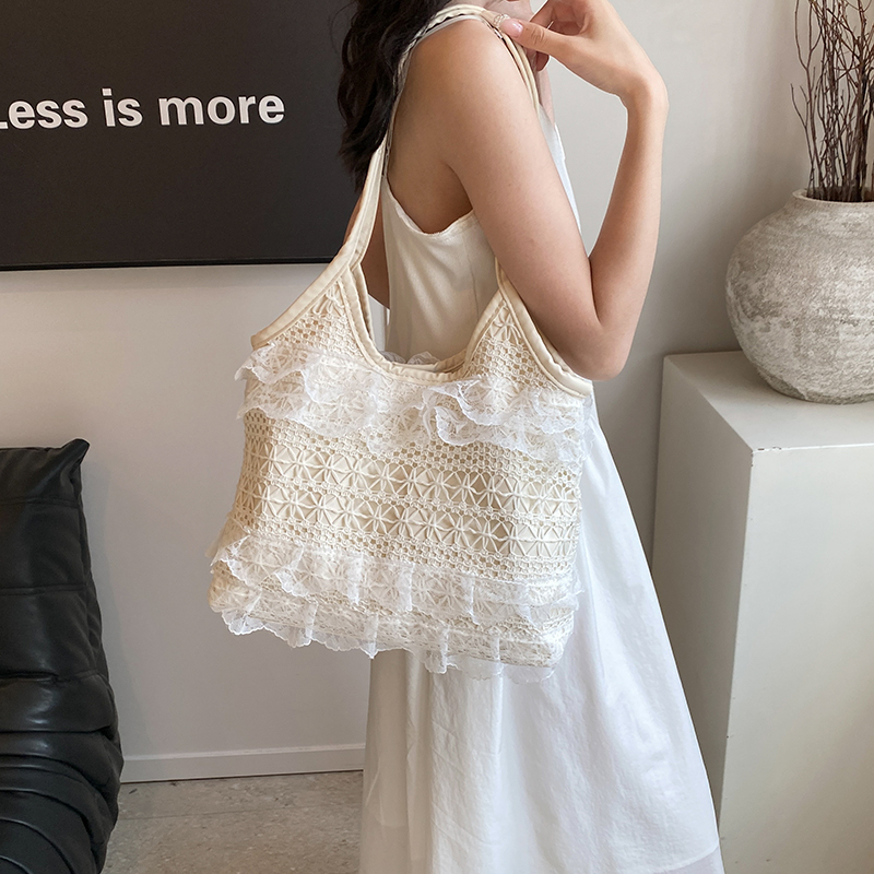 Hollow Lace Woven Tote Bag for Women, 2025 Minimalist Lightweight Art Bag, Stylish Student Class Bag Hollow Lace Woven Tote Bag for Women, 2025 Minimalist Lightweight Art Bag, Stylish Student Class Bag
