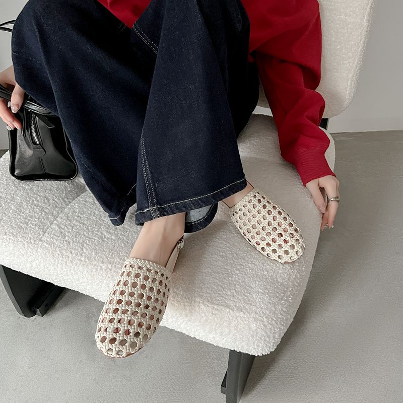 Hollow Woven Open-Toe Sandals for Women - Designer Flat Roman Shoes for Vacation and Beach Wear Hollow Woven Open-Toe Sandals for Women - Designer Flat Roman Shoes for Vacation and Beach Wear