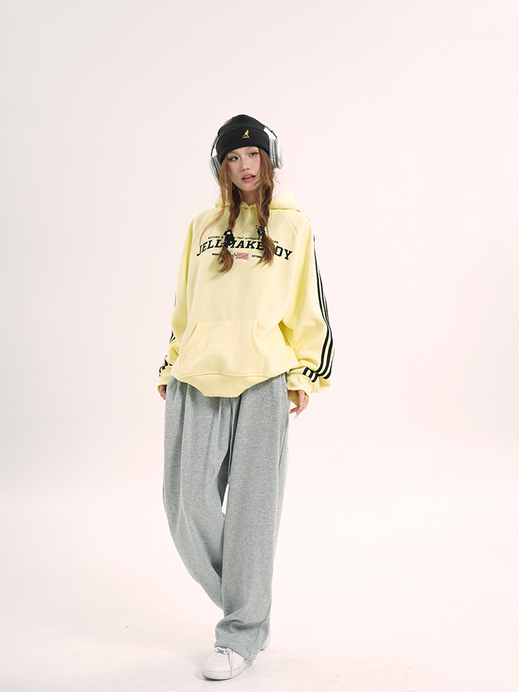 Hooded Long Sleeve Sweatshirt for Girls - Casual American Letter Print Pullover Top for Spring and Autumn, Trendy Loose Fit Hooded Long Sleeve Sweatshirt for Girls - Casual American Letter Print Pullover Top for Spring and Autumn, Trendy Loose Fit