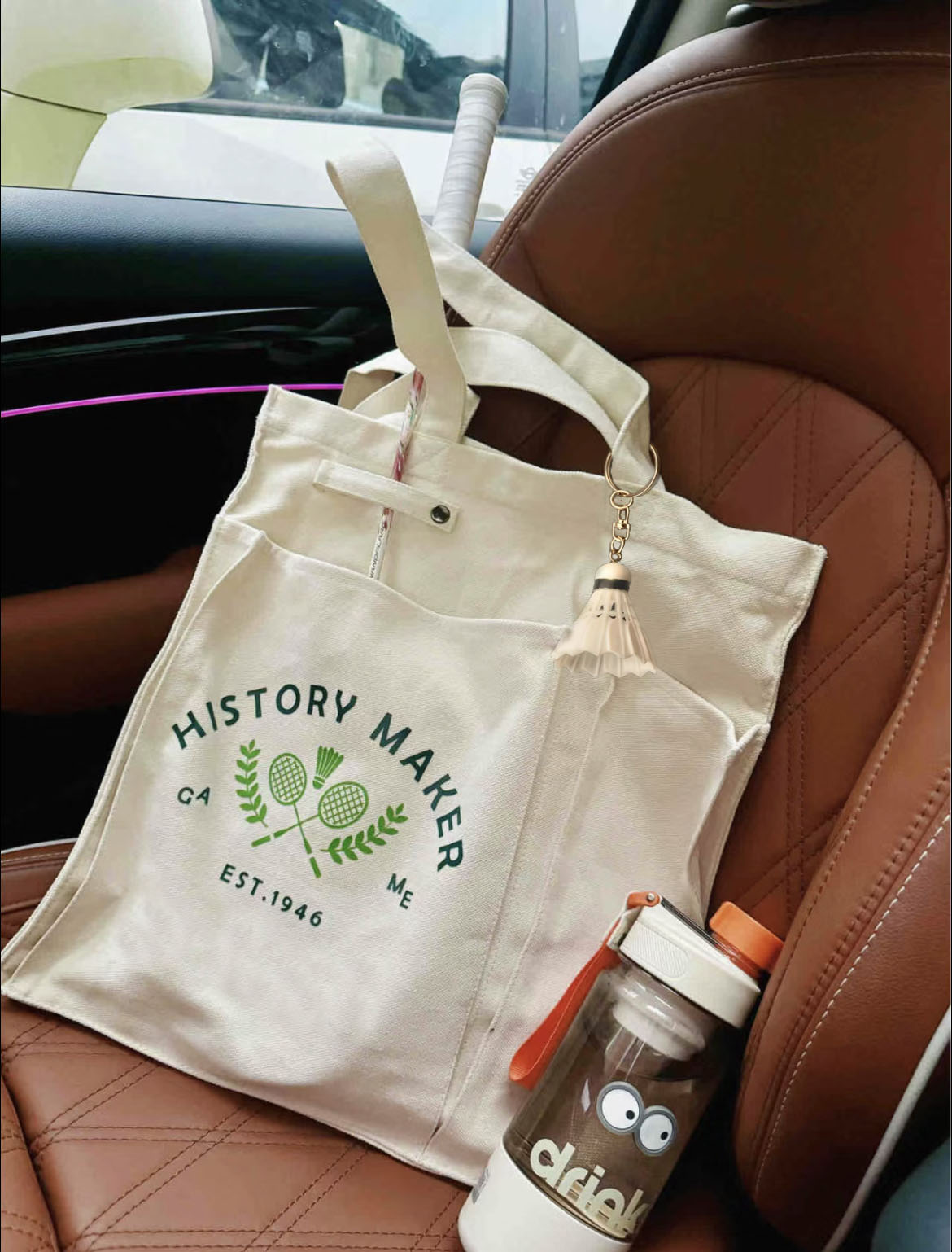 Japanese-Style Canvas Badminton Bag, Versatile Large Capacity Shoulder Tote, Casual Sport Tote for Everyday Use Japanese-Style Canvas Badminton Bag, Versatile Large Capacity Shoulder Tote, Casual Sport Tote for Everyday Use