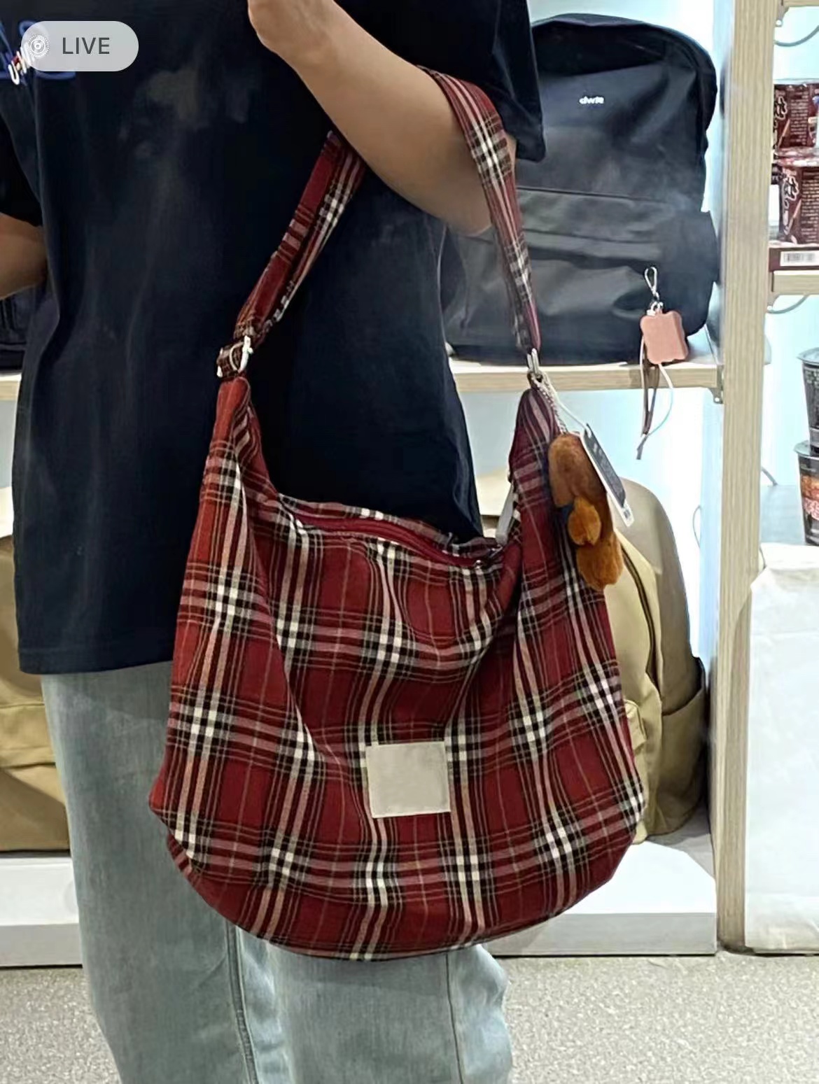 Japanese-Style Checkered Canvas Bag 2025 - Versatile Large Capacity Commuting Shoulder Crossbody Tote Japanese-Style Checkered Canvas Bag 2025 - Versatile Large Capacity Commuting Shoulder Crossbody Tote