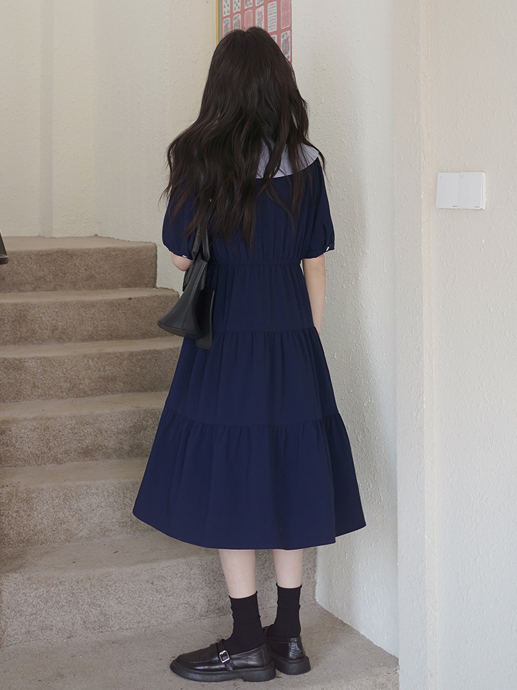 Japanese-Style Doll Collar Dress for Women, Summer 2025, Slimming Long Dress, College Wind, Age-Reducing, Flattering for Curvy Figures Japanese-Style Doll Collar Dress for Women, Summer 2025, Slimming Long Dress, College Wind, Age-Reducing, Flattering for Curvy Figures