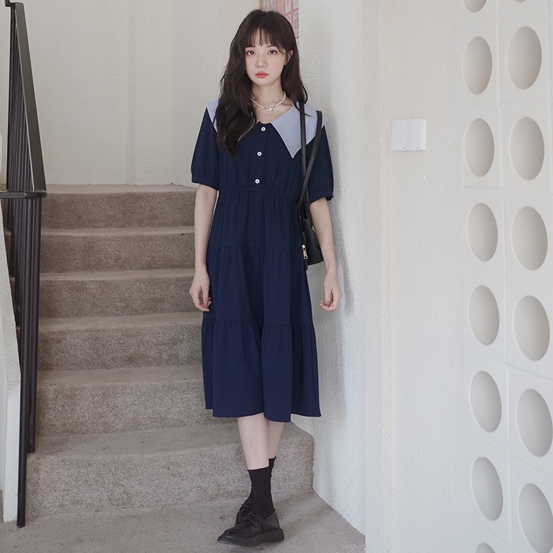 Japanese-Style Doll Collar Dress for Women, Summer 2025, Slimming Long Dress, College Wind, Age-Reducing, Flattering for Curvy Figures Japanese-Style Doll Collar Dress for Women, Summer 2025, Slimming Long Dress, College Wind, Age-Reducing, Flattering for Curvy Figures