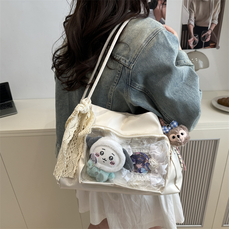 Japanese-Style Large Capacity Transparent Shoulder Bag for Students - Two-Dimensional Commuter Tote Bag Japanese-Style Large Capacity Transparent Shoulder Bag for Students - Two-Dimensional Commuter Tote Bag