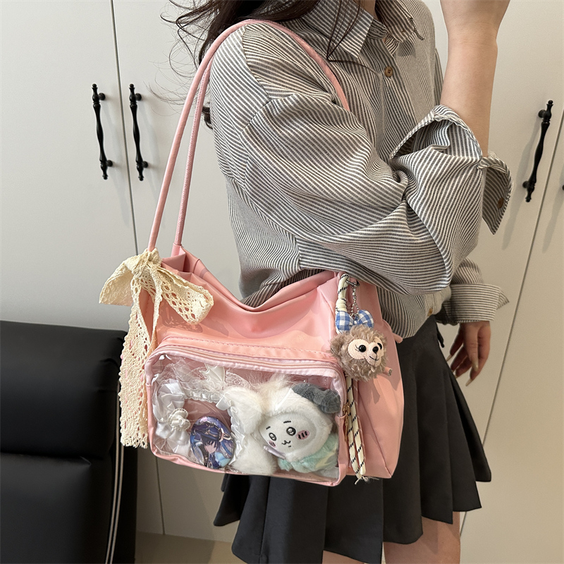 Japanese-Style Large Capacity Transparent Shoulder Bag for Students - Two-Dimensional Commuter Tote Bag Japanese-Style Large Capacity Transparent Shoulder Bag for Students - Two-Dimensional Commuter Tote Bag