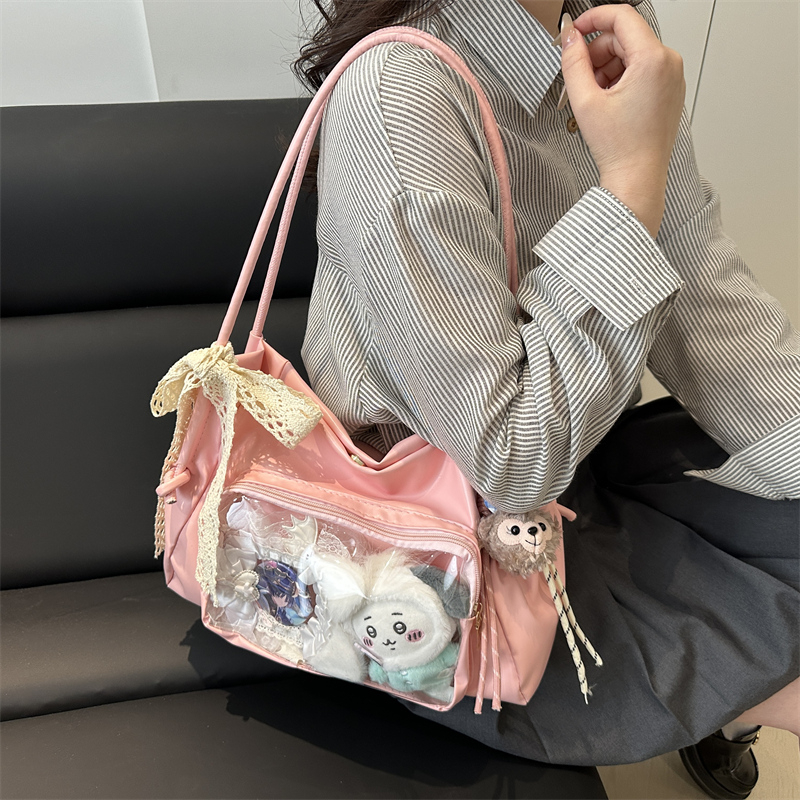 Japanese-Style Large Capacity Transparent Shoulder Bag for Students - Two-Dimensional Commuter Tote Bag Japanese-Style Large Capacity Transparent Shoulder Bag for Students - Two-Dimensional Commuter Tote Bag