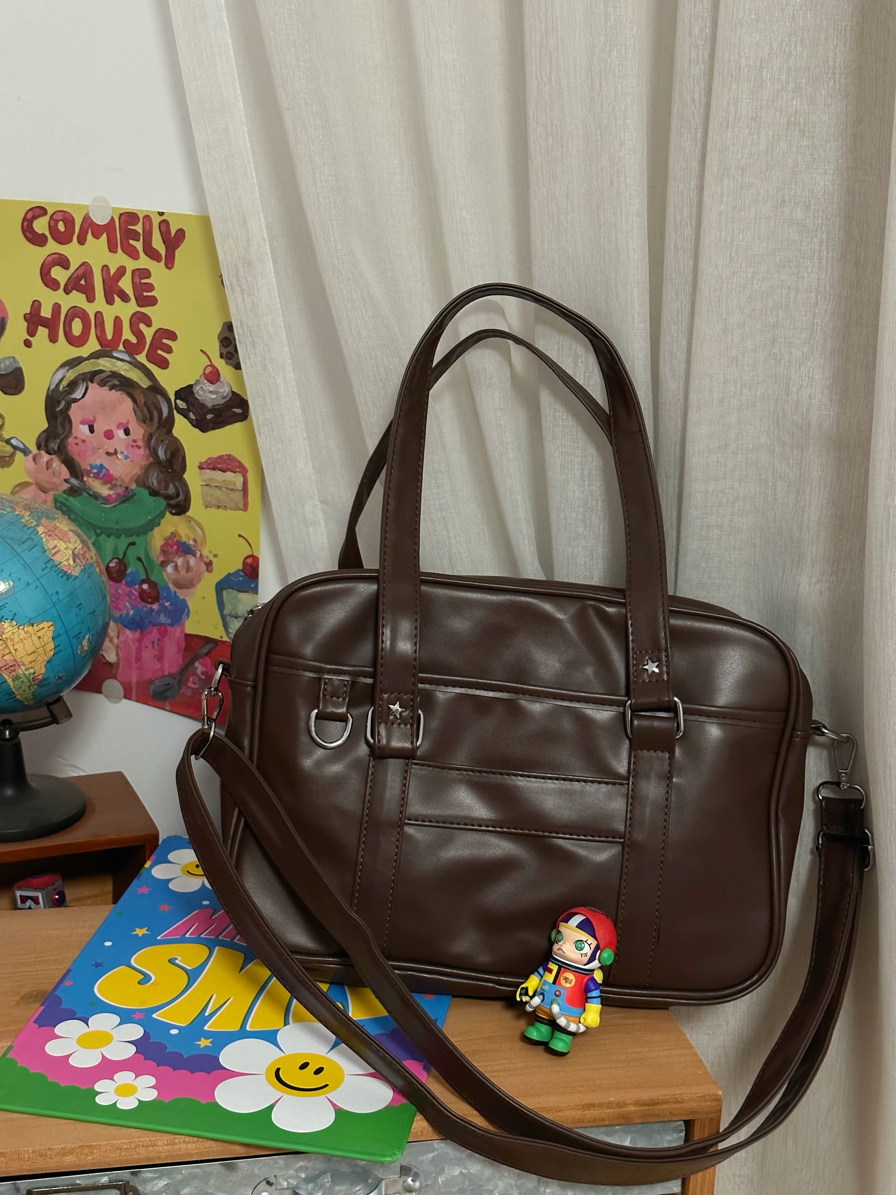 Japanese-Style Retro PU Tote Bag for Women - Versatile Large Capacity Shoulder Crossbody Commuter Bag for College Students