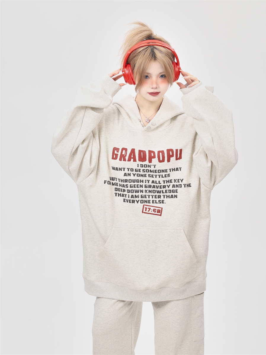 Japanese-Style Slim-Fit Gray Hoodie Set for Women with High-Waisted Wide-Leg Sweatpants - Casual Spring Autumn Fashion