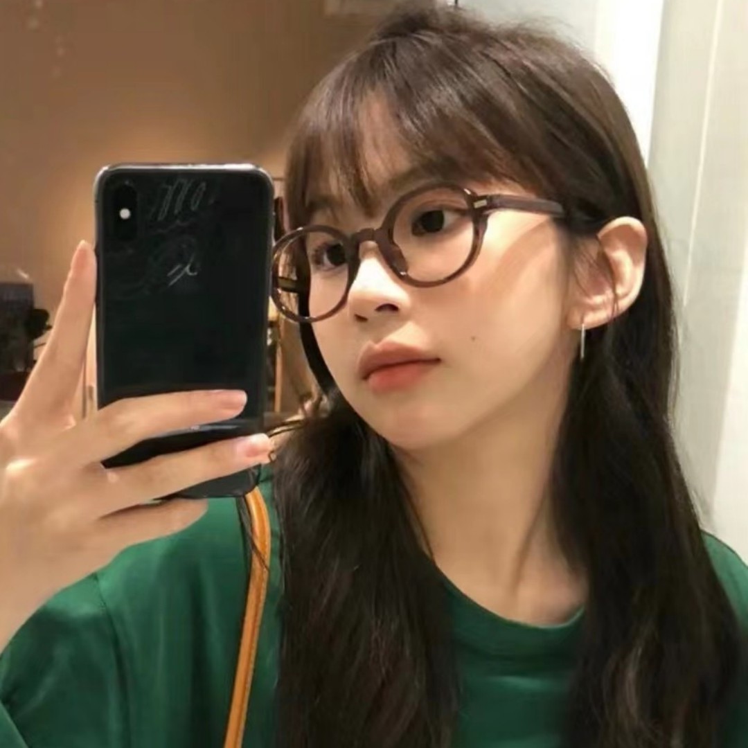 Japanese-Style Thick Black Frame Round Glasses for Women - Cute Flat Lens Design for Round and Square Faces, Perfect for Minimalist Looks Japanese-Style Thick Black Frame Round Glasses for Women - Cute Flat Lens Design for Round and Square Faces, Perfect for Minimalist Looks