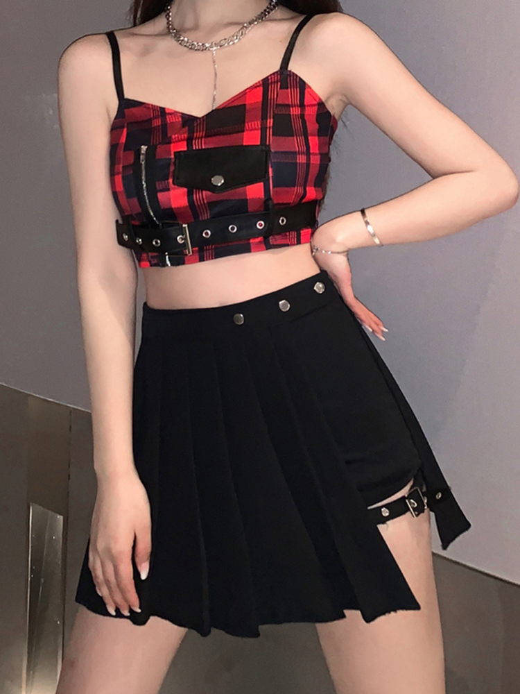 K-Pop Inspired Dance Costume Set - Spicy Girl Jazz Dance Top and Skirt Outfit for Performances and Parties