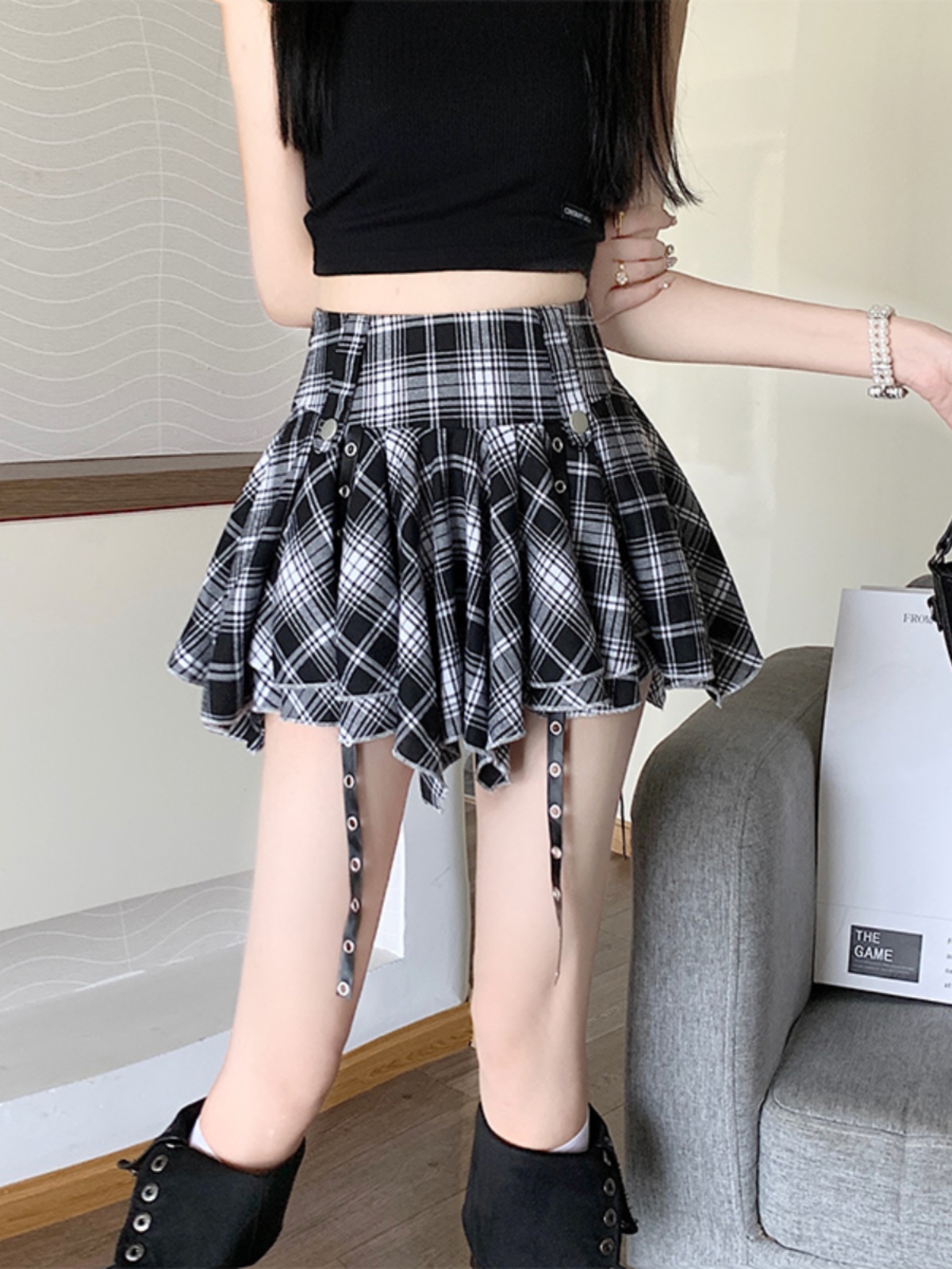 K-Pop Inspired Jazz Dance A-Line Skirt - Irregular Hem Cheerleader Style Short Skirt for Hot Girl Vibes K-Pop Inspired Jazz Dance A-Line Skirt - Irregular Hem Cheerleader Style Short Skirt for Hot Girl Vibes
