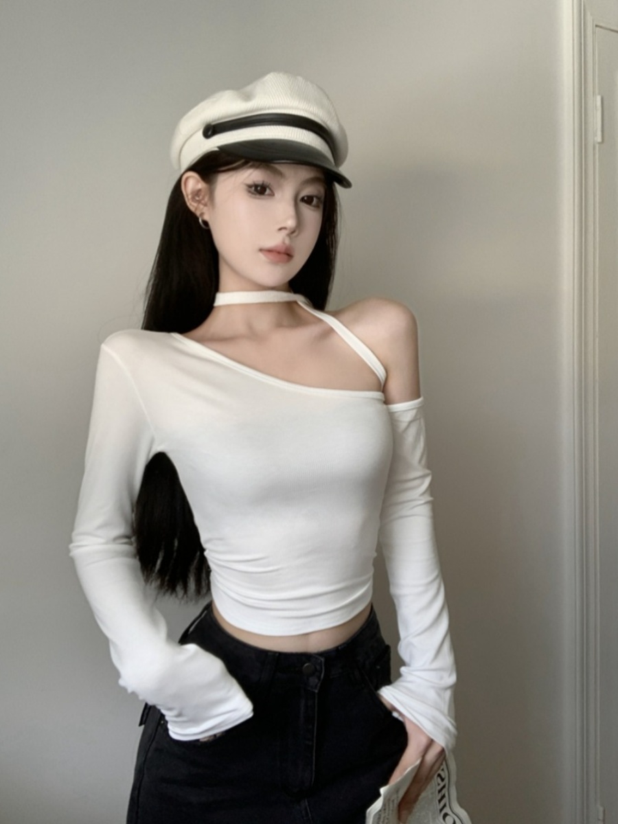 K-pop Inspired Off-Shoulder Tie-Up Top for Music Festivals, Sweet and Spicy Stretchy Outerwear, Early Autumn Fashion K-pop Inspired Off-Shoulder Tie-Up Top for Music Festivals, Sweet and Spicy Stretchy Outerwear, Early Autumn Fashion